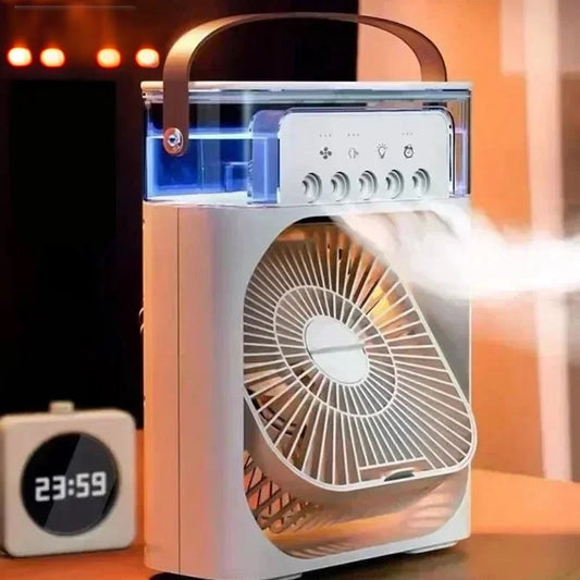 3-in-1 Tragbarer Luftbefeuchter Ventilator – Mini Klimaanlage, USB Mini Ventilator, LED Nachtlicht, Wassernebel, Luftkühler und Luftbefeuchter für Zuhause