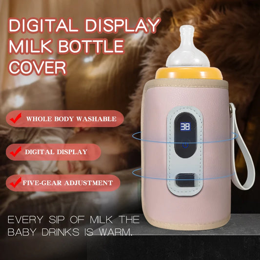 Portables Babyflaschen-Isolierhülle mit LCD-Bildschirm – USB-betriebene Isolierflasche für Auto-Reisen