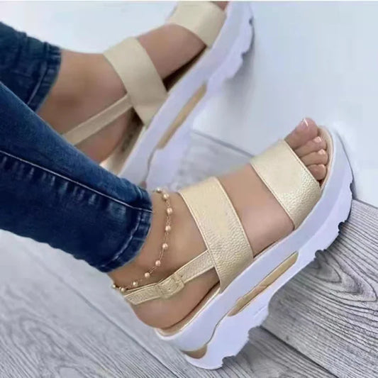 EKMT Damen Keilsandalen 2024 | Elegante Sommerschuhe mit Knöchelriemen | Moderne Wedges mit 3-5cm Absatz