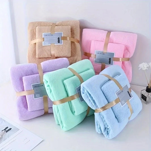 2-teiliges Badetuch-Set – Superweiche, hochabsorbierende und schnell trocknende Coral-Velours Badetücher für Erwachsene, Hotel- und Spa-Nutzung
