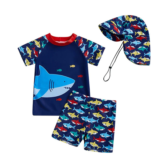 Baby Kleinkind Mädchen Badeanzug Set Meerjungfrau Print Langarm Rash Guard Schwimmen Tops Shorts Sonnenhut 3-teiliges Badeanzug Outfit