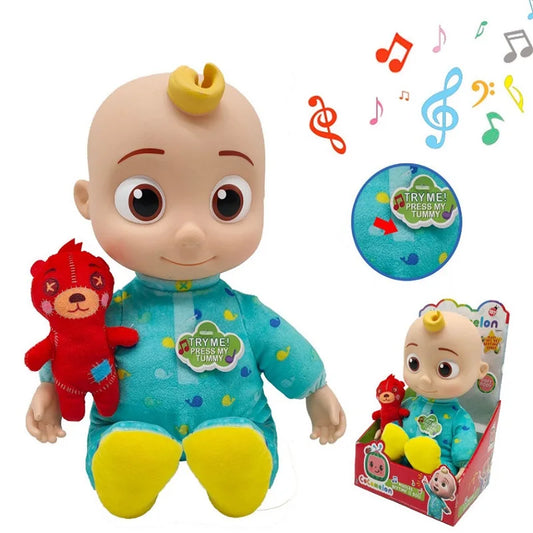 Cocomelon JoJo Musik-Puppe – Singende Kuschelpuppe mit Musikbox (7 Melodien) | 25 cm Plüschfigur für Kinder