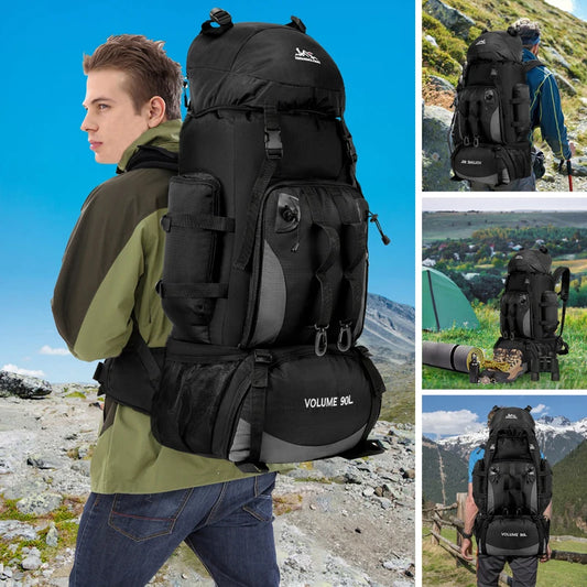 90L Wasserdicht Wandern Camping Rucksack Trekking Tasche Rucksack Große Kapazität Reise Outdoor Sport Taschen Camping Ausrüstung Männer
