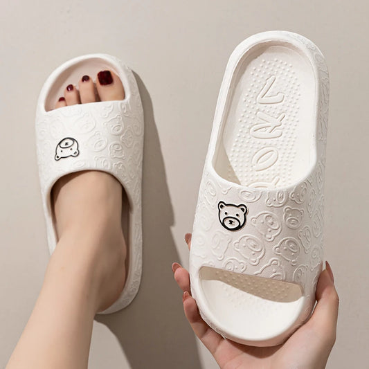 ASIFN Damen Hausschuhe – Rutschfeste Badezimmer-Slipper mit Tierdruck, EVA-Innensohle und Flachem Absatz für den Sommer