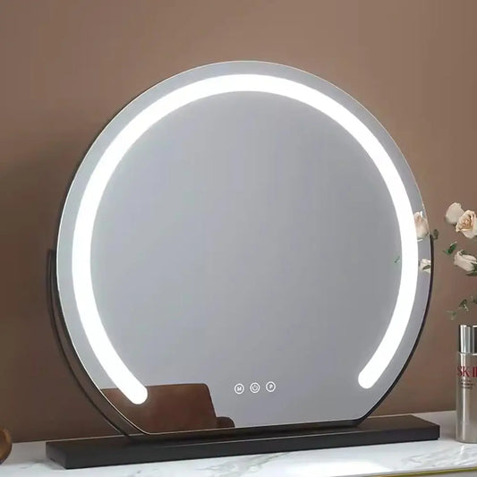 LED-Schminkspiegel mit Beleuchtung – Touch-Steuerung, 3 Lichtfarben, dimmbar | 360° drehbarer Make-up-Tischspiegel