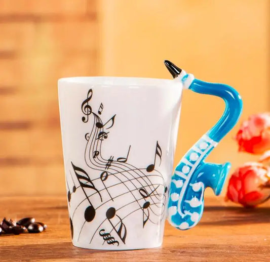 240 ml Kreative Musik Keramik Becher Gitarre Violine Stil Nette Kaffee Tee Milch Stave Tassen Und Tassen mit Griff Neuheit geschenke