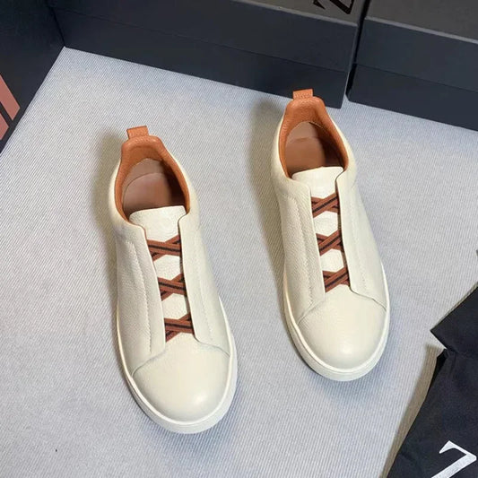 2025, Herrenschuhe aus der Fabrik, Oberschicht aus Rindsleder, atmungsaktiv, Sommer-Freizeitschuhe, luxuriöses Hirschleder-Board, vielseitig einsetzbar