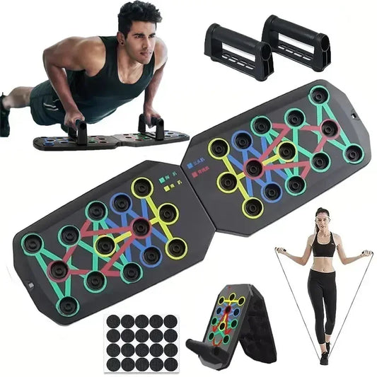 Multifunktionales Push-up Board Set mit Griffen – Tragbares, Klappbares Fitnessgerät für Brust-, Bauch-, Arm- und Rückentraining