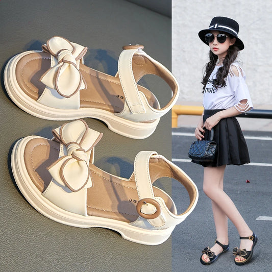 Mädchen Fliege Sandalen süße Prinzessin klassische einfache Sommer neue Kinder Sandalen für Mädchen Outdoor Strands chuhe niedlichen Bogen knoten