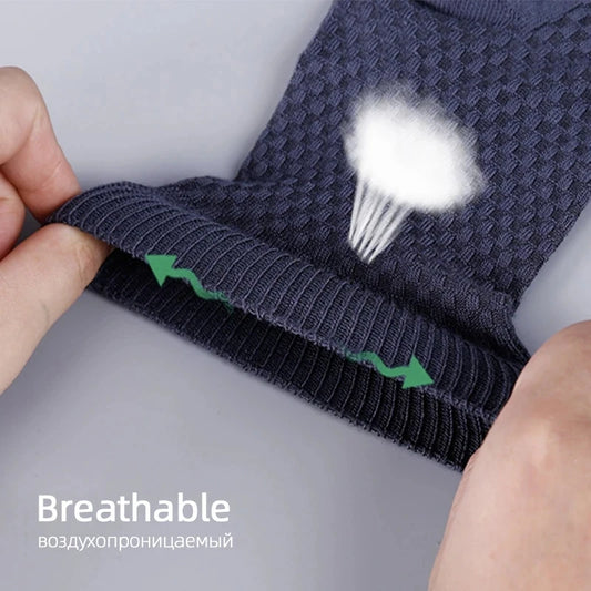 10er-Set Herren-Socken aus Bambusfaser – Neu für 2025: Langer, schwarzer Kompressionssocken-Style für Business Casual, Geschenkidee in Übergröße (38-44)