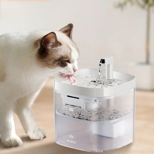 ROJECO 1,5L Haustier-Wasserbrunnen – Automatischer Trinkspender für Katzen und Hunde mit zirkulierenden Filtern