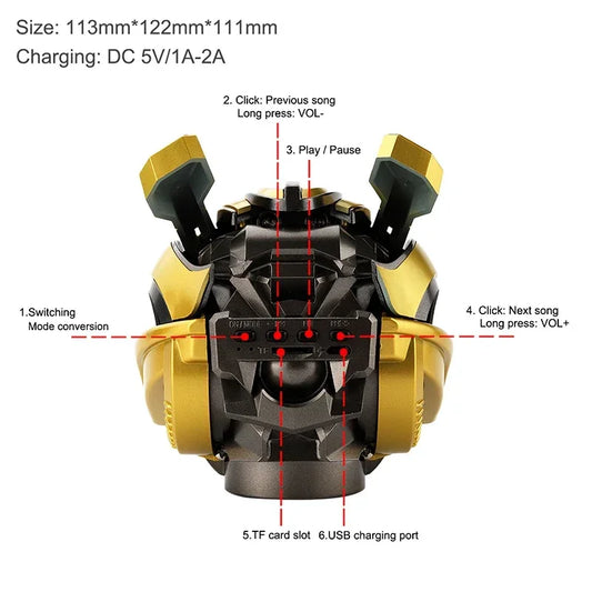 Original Transformers Bluetooth-Lautsprecher Bumblebee Head Bluetooth-LautsprecherDual-LautsprecherLED Light Heavy BassGeeignet,TF,FM-Radio