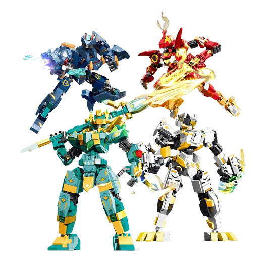 4-in-1 Mythical Beast Mecha Mini-Baustein-Set – Kreative Roboter-Modelle zum Zusammenbauen | Lernspielzeug für Kinder (6–12 Jahre)