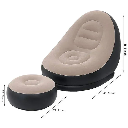Lazy Couch Sofas – Aufblasbares, Faltbares Outdoor-Sofa-Bett mit Fußstützen, Komfortable Kombination aus Samt-Stuhl