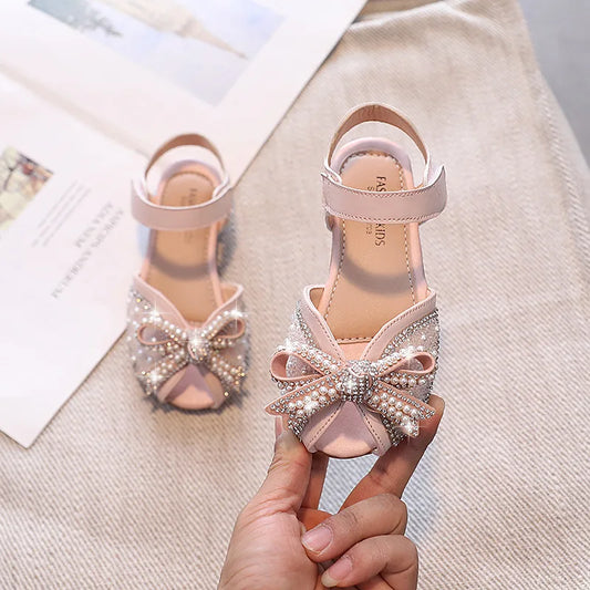 Sandalen für Kinder Mädchen Kinder Mode flache Kinder Sommer Prinzessin Party Schuhe lässig Bogen Schuhe Mädchen Sandalen Strass