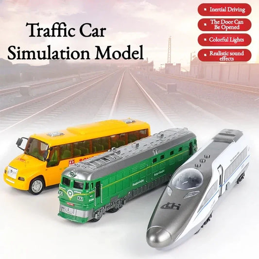 CRH Zug- & Schulbus-Modellauto für Kinder – Inertia-Spielzeug mit Sound & Licht | Diecast Verkehrsspielzeug (1:90)