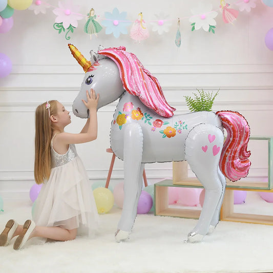 3D Einhorn-Deko-Ballon – Kinderparty- & Event-Deko | Zauberhafte Ballonfigur für Geburtstage, Baby Showers & Feste