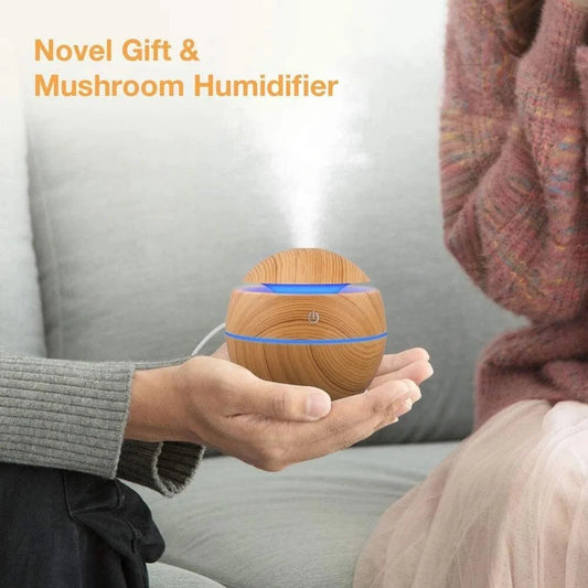 Elektrischer Luftbefeuchter – Aroma Diffuser aus Holz, Ultraschall-Luftbefeuchter für Schlafzimmer mit ätherischen Ölen und Kaltnebel