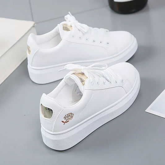 EKMT Damen Sneaker | Elegante Sportschuhe mit Blumenstickerei | Atmungsaktive Freizeitschuhe 2024