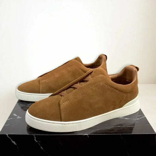 2025, Herrenschuhe aus der Fabrik, Oberschicht aus Rindsleder, atmungsaktiv, Sommer-Freizeitschuhe, luxuriöses Hirschleder-Board, vielseitig einsetzbar