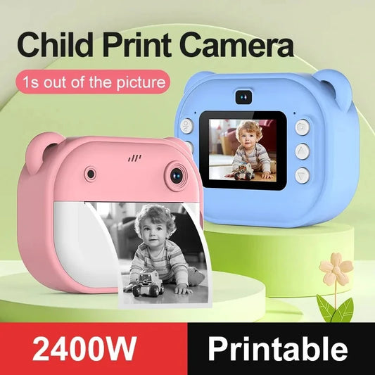 Kinder Digitalkamera mit Sofortbilddruck – Thermodruck Kamera für Kinder mit Videoaufnahme und 32GB Speicherkarte